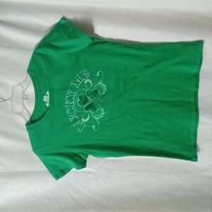 Lucky Tee Shirt Women's Sz L Green Preowned